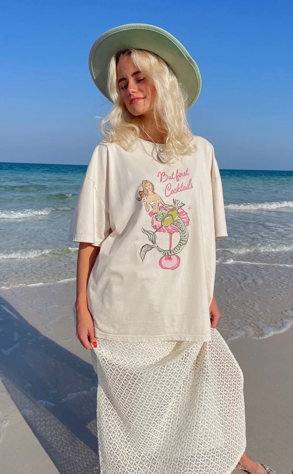 MERMAID COCKTAIL T-SHIRT | WHITE