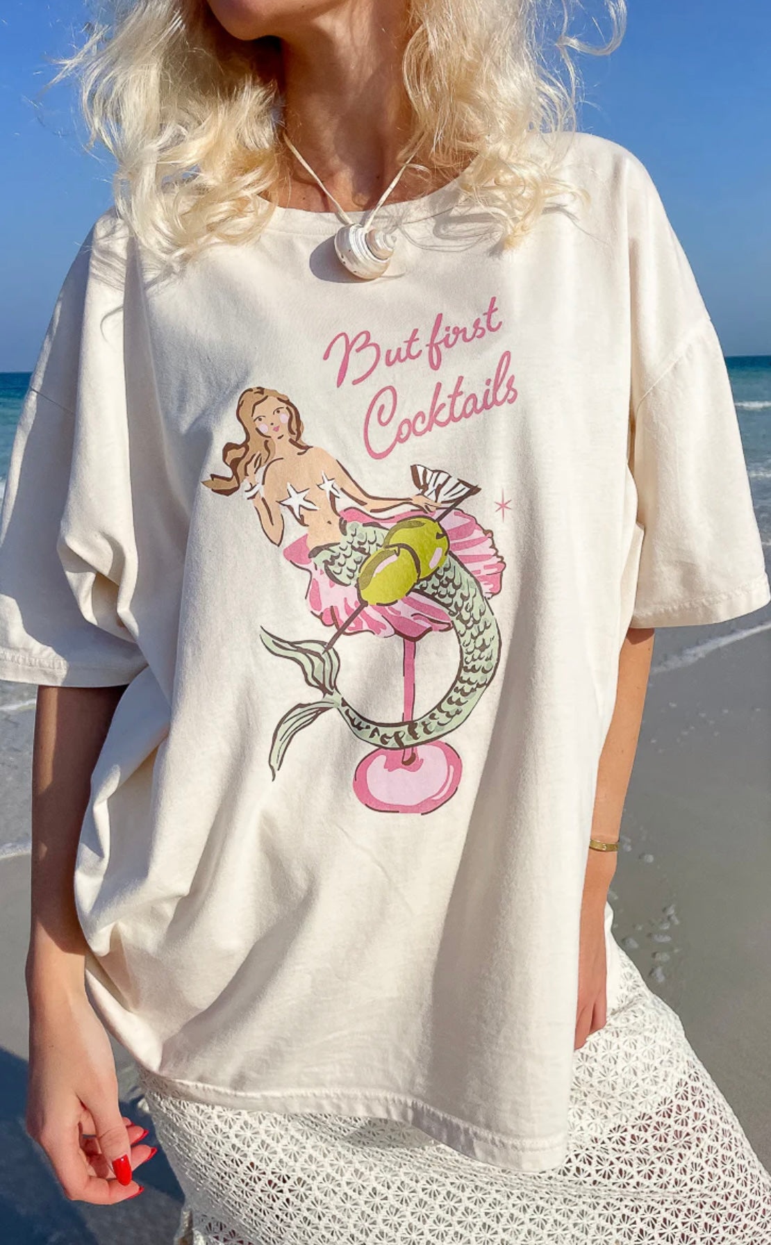 MERMAID COCKTAIL T-SHIRT | WHITE